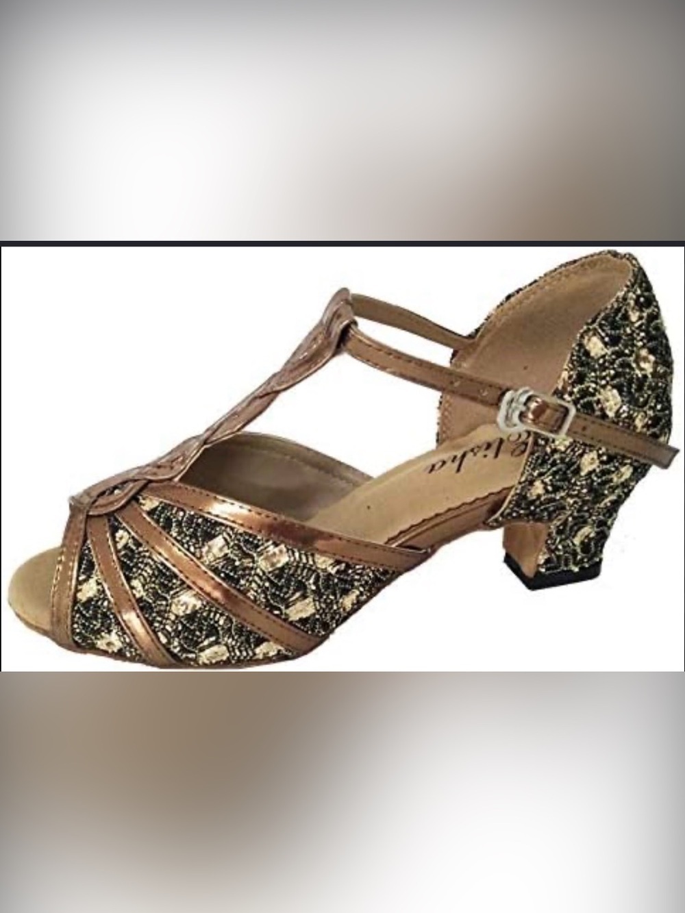 Latin Dance Shoe 2 Inches Thick Heel Open Toe Ballroom Salsa Evening Party